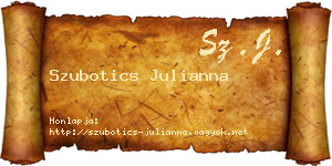 Szubotics Julianna névjegykártya